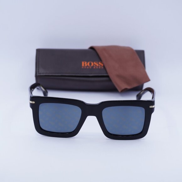 Hugo BOSS 1501/S 0807 7Y Square Sunglasses - Black/Grey with Gold Logo - Picture 5 of 11